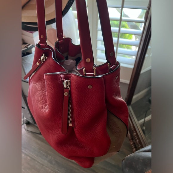 BURBERRY Maiden Tote Leather & House Check Canvas w/ Dust Bag. - Picture 4 of 17